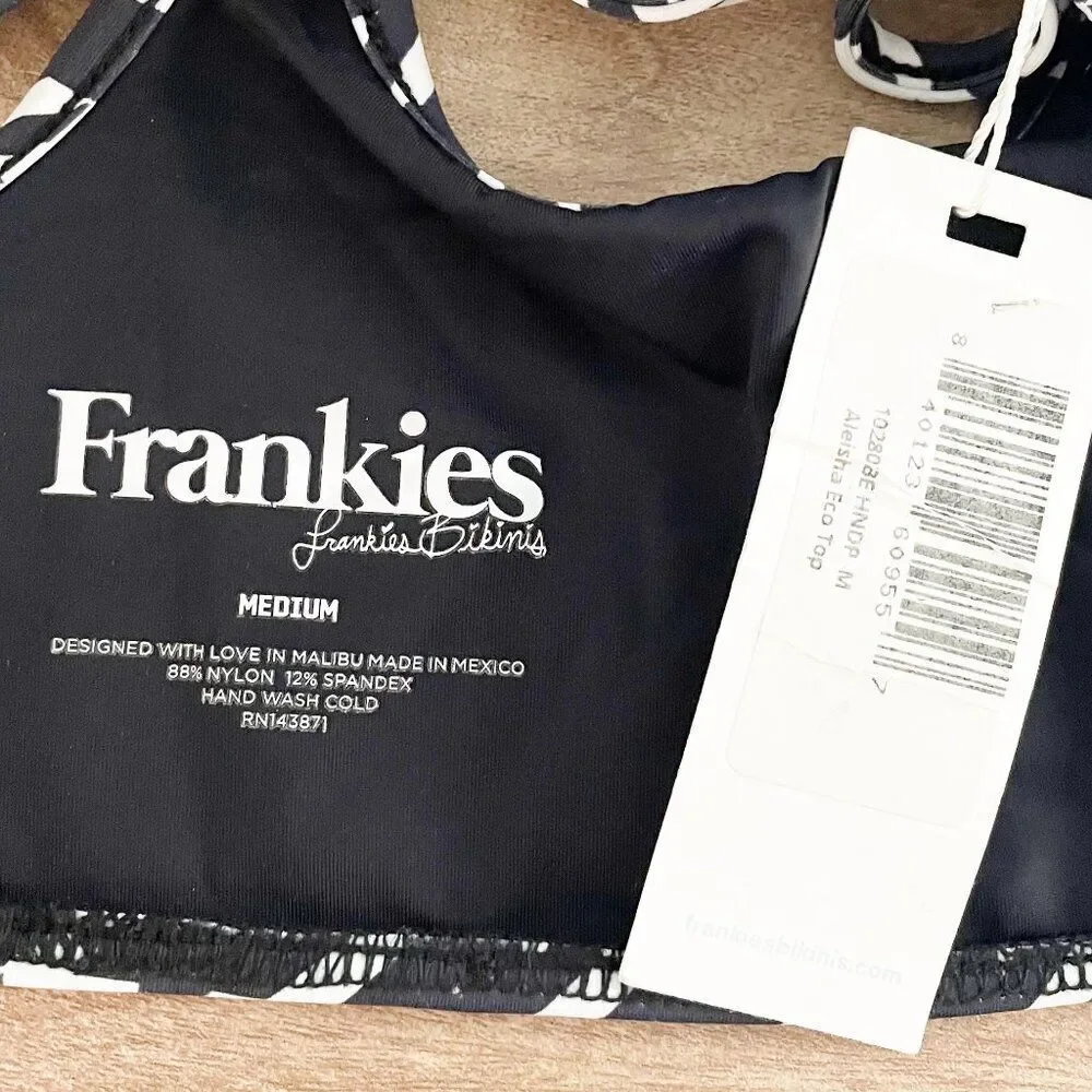 Frankie’s Bikinis Houndstooth Strappy Bikini Top Baddie Y2K Sporty Swim M